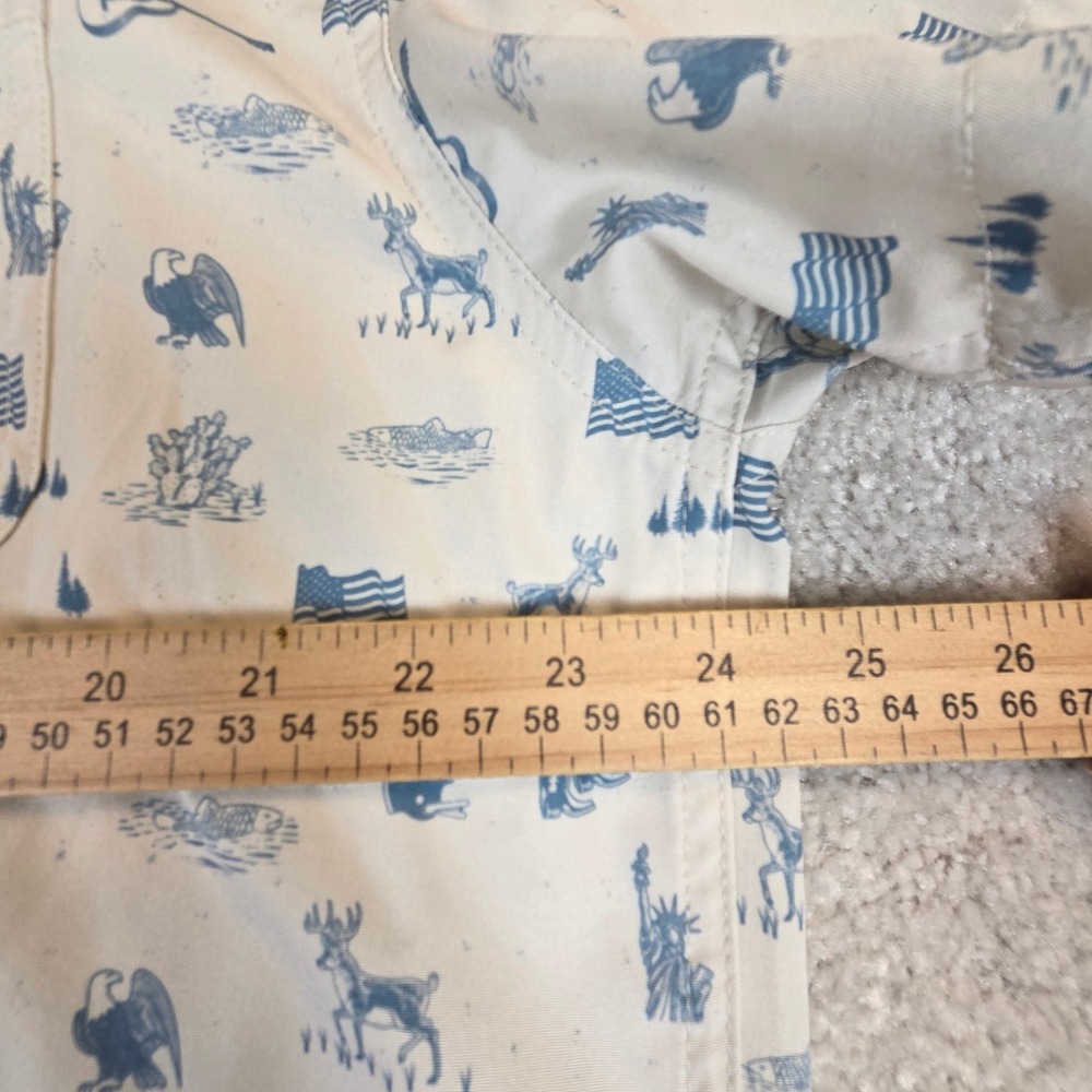 Burlebo Mens XL Performance Short Sleeve Button Down Shirt Americana Print - Picture 7 of 8